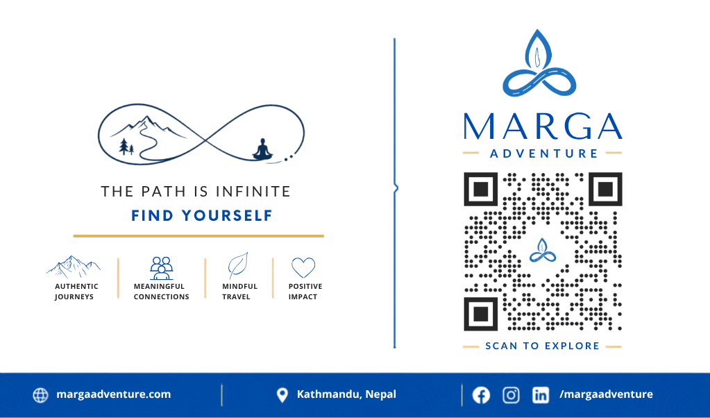 Marga Adventure Business Card Back - Scan QR and The Path is Infinite
