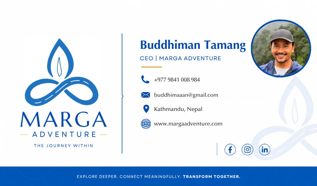 Buddhiman Tamang, CEO Marga Adventure Business Card Front